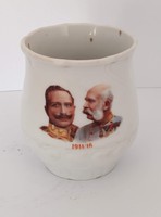 World War I mug with a portrait of Francis Joseph and Emperor William 1914/16