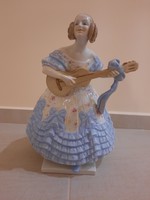 Large porcelain figurine of Herend in blue with floral dress