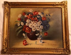 Fk/135 - painter Anna Pankolay's painting - still life with flowers