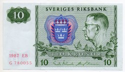 Svédország 10 svéd Korona, 1987, szép