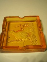 N10 antique amber colored hunters can bird bustards pattern ?? Ashtray is a rarity