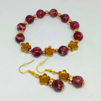 Burgundy regalite bracelet and earrings set