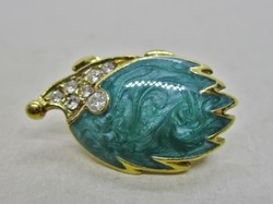 Wonderful antique gilded brooch with green stones