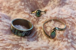 Abalone shell inlaid ring k in one
