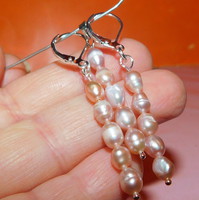 Ecru shiny real pearl earrings and pendant set