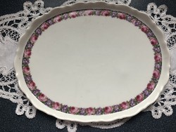 A beautiful large oval tray with a garland of alt Vienna roses and violets