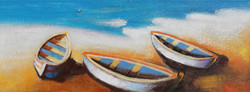 Kortárs festő: Csónakok a tengerparton KORTÁRS