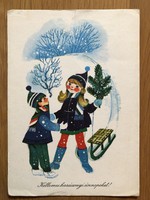 Karácsonyi képeslap -  Kecskeméty Károly rajz
