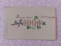 Old New Year's card 1904 embossed postcard clover
