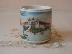 Antik, régi porcelán emlék csésze, bögre ( Keleti pályaudvar )