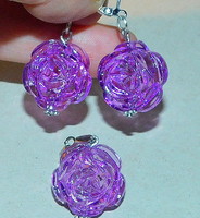 Violet flower pearl craft jewelry set
