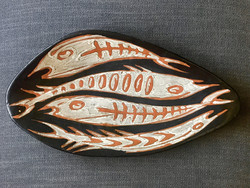 Gorka lívia ceramic fish pattern wall bowl mural 44x25 cm. Rare