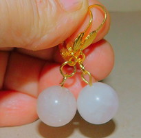 Giant-eyed rose quartz mineral gold gold filled earrings