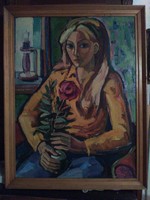 Józsa János painter young woman in interior