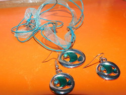 Moon fire enamel craftsman necklace and earrings set