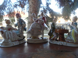 3 antique larger baroque porcelain figures are flawless