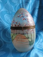 Giant Art Nouveau Japanese cherry blossom patterned glass egg bonbonier