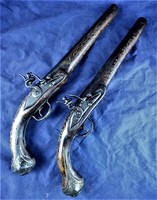 Very beautiful, antique, front-loading, siliceous, pistol pair, copy, ca. 1900 !!!