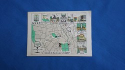 Old postcard: style mouse map, circle of city landmarks