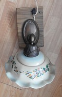 Kézzel festett apró virágmintás virágkehely alakú lámpabúrával bronz (irozott) falikar