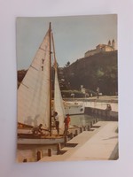 Retro képeslap Balaton vitorlás hajó Tihany kikötő fotó levelezőlap