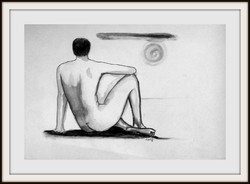 Male nude. A cloudless moment. Ink drawing. Károlyfi sófia from the prize-winning artist.