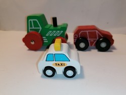 3 wooden vehicles, toy cars (716)