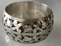 Silver-plated retro bracelet with openwork tendril pattern, 6.7 cm inner diameter