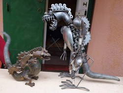 2 Pieces of unique iron dragon artwork sculpture