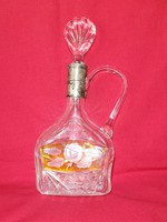 Antique special silver neck polished glass decanter