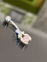 Silver piercing with pink zirconia stone