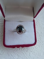Fekete moissanit gyémánt 925 ezüst gyűrű 53-as