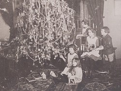Régi karácsonyfa fotó gyerekek játékok fénykép
