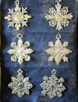 Pressed embossed papyrus Christmas tree ornament set with 6 gold Christmas stars