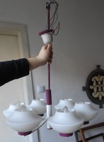 Modern metal chandelier lamp with milk glass extra shades