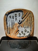 Gorka livia chamotte wall bowl with stylized birds