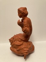 Valéria Tóth (1943-): girl, flawless terracotta sculpture