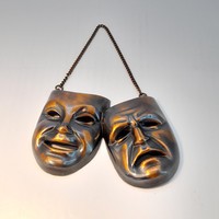 Réz színházi maszkok, fali dísz