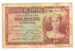 10 peseta 1935 Spanyolország 1. "B" sorozat
