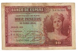 10 peseta 1935 Spanyolország 1. Sorszám előtt nincs sorozat betű