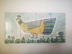 Retro midcentury vintage peacock bird wall ceramic tile image