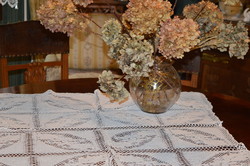 Hand crochet white square tablecloth 80 x 80 cm /