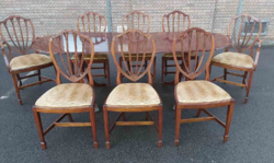 English hepplewhite dining table with 8 chairs