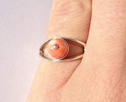 Coral stony silver ring
