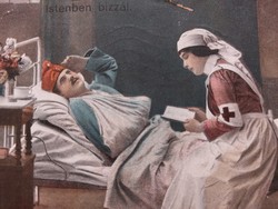 Régi képeslap fotó levelezőlap kórház katona nővér