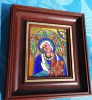 Fire enamel - compartment enamel icon image - depicts a saint