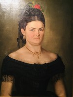 ZOÓ JÁNOS (1822-1897):Hölgy portré 1872. olaj-vászon 70x56 cm festmény