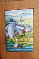 Fire enamel miniature painting, Russian landscape -limoges