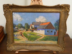 Bicskei Péter (1885 - 1941) Faluvége festmény