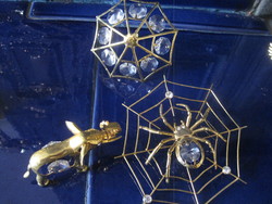 3 Pieces of 24-Carat Gold Plated Crystal Decorated Metal Statues